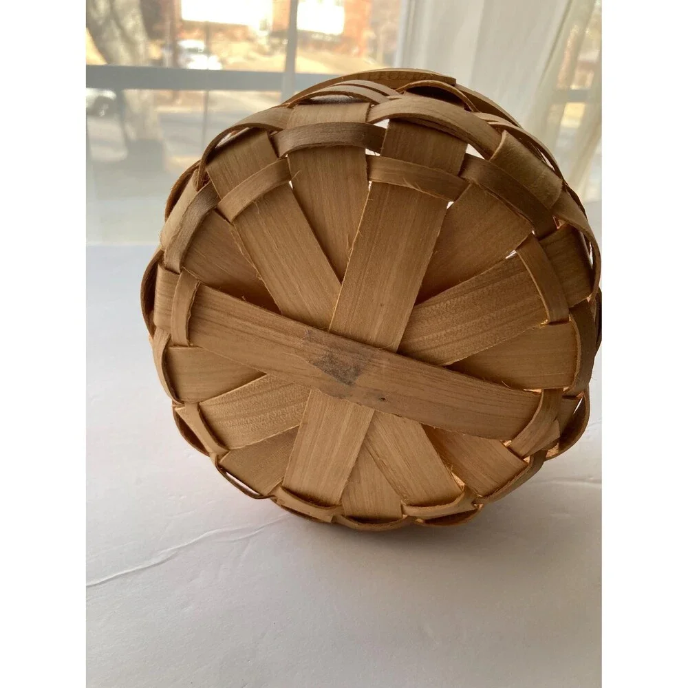 Small Mini Round Planter Basket Golden Oak 4 inches Tall 6 inch Diameter